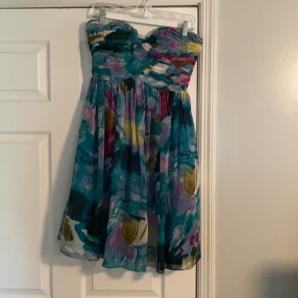 Donna Morgan cocktail strapless dress floral